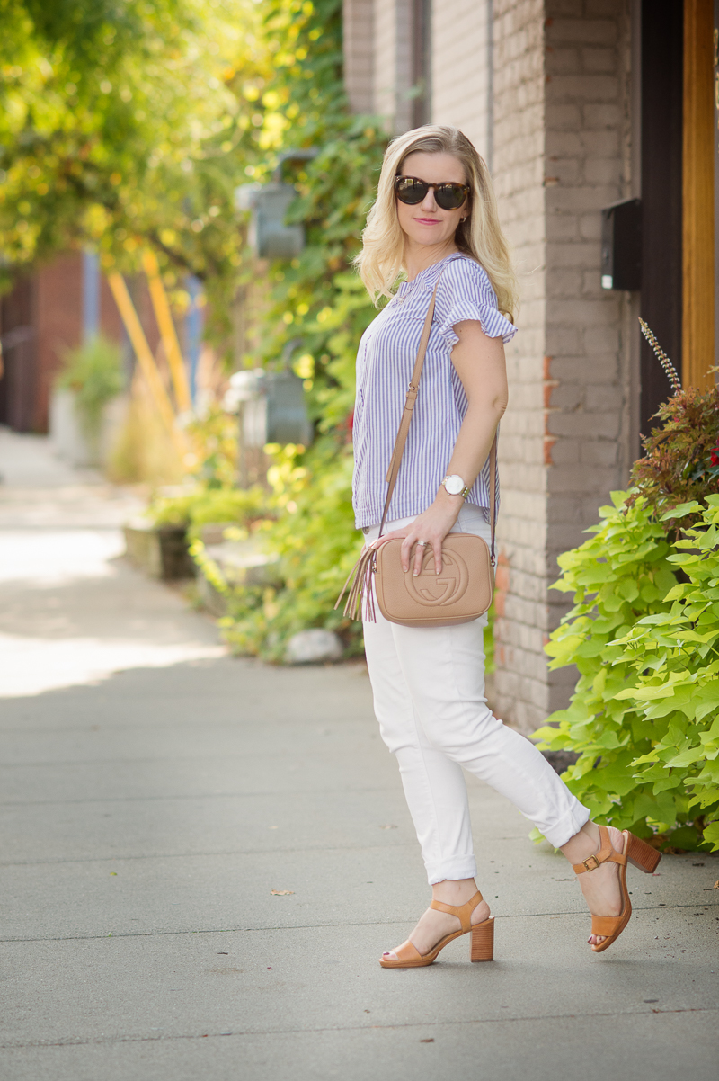 Petite fashion blogger| Banana Republic Flutter Sleeve Top | The perfect top for summer or fall. Click to read how I got it 75% off!