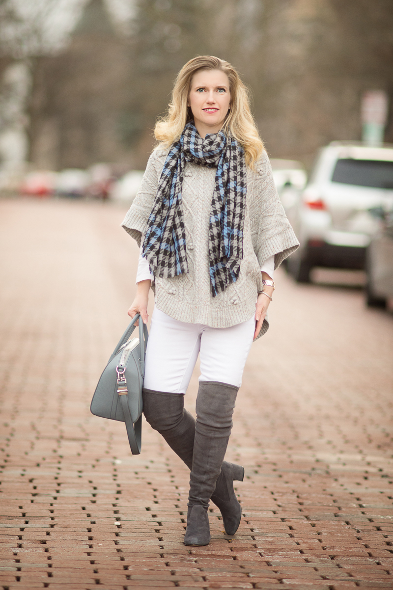 Petite Fashion and Style Blog | Talbots Aran-Stitched Cowlneck Poncho