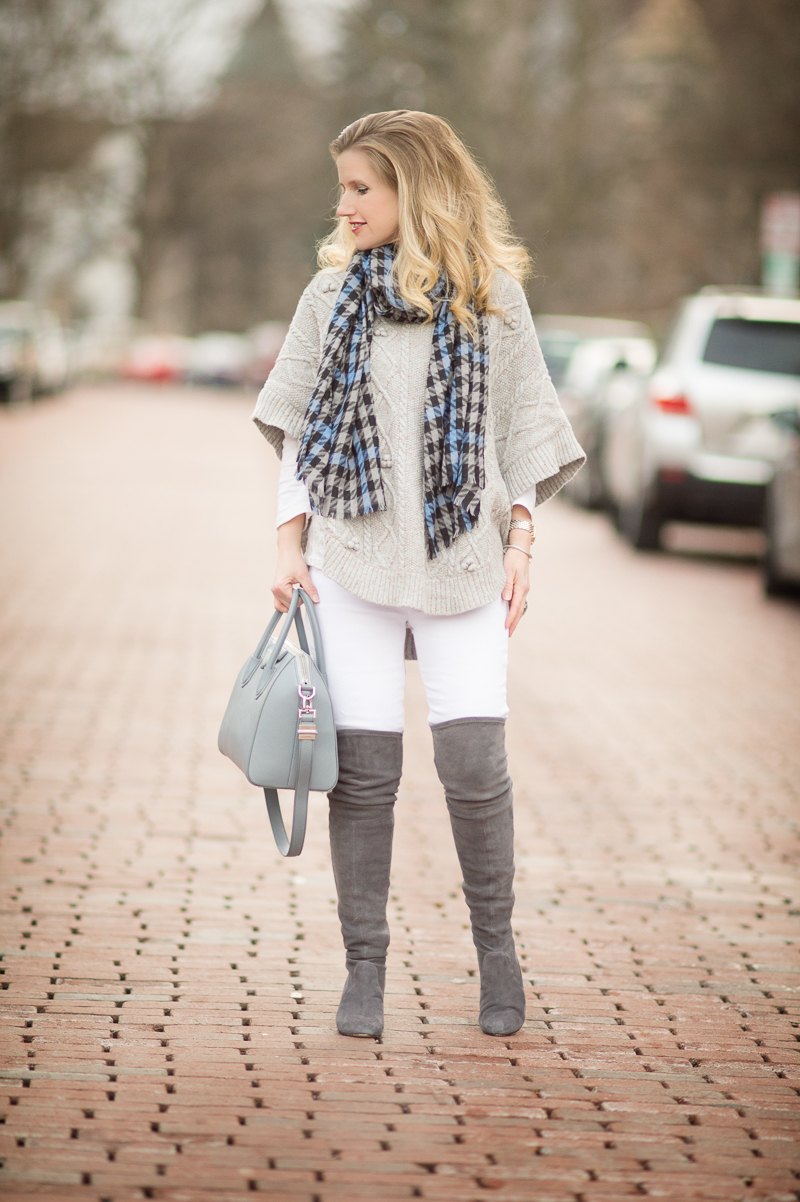 Petite Fashion and Style Blog | Talbots Aran-Stitched Cowlneck Poncho