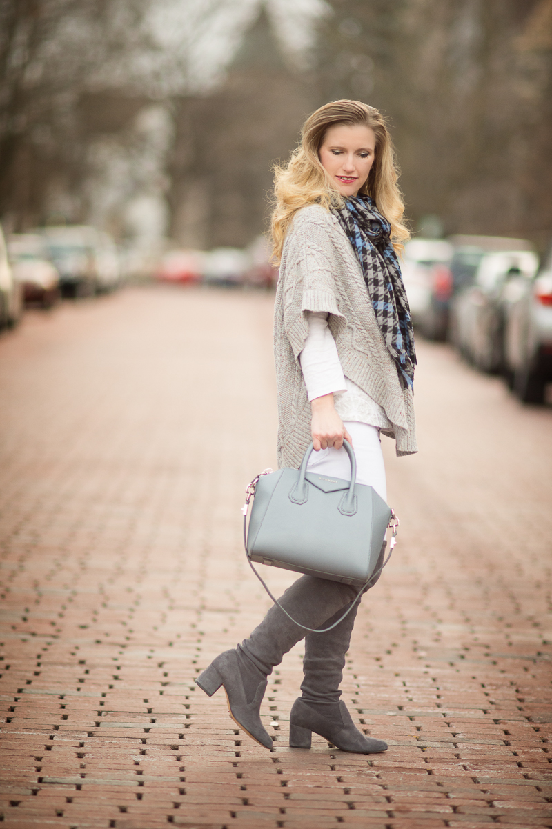 Petite Fashion and Style Blog | Talbots Aran-Stitched Cowlneck Poncho