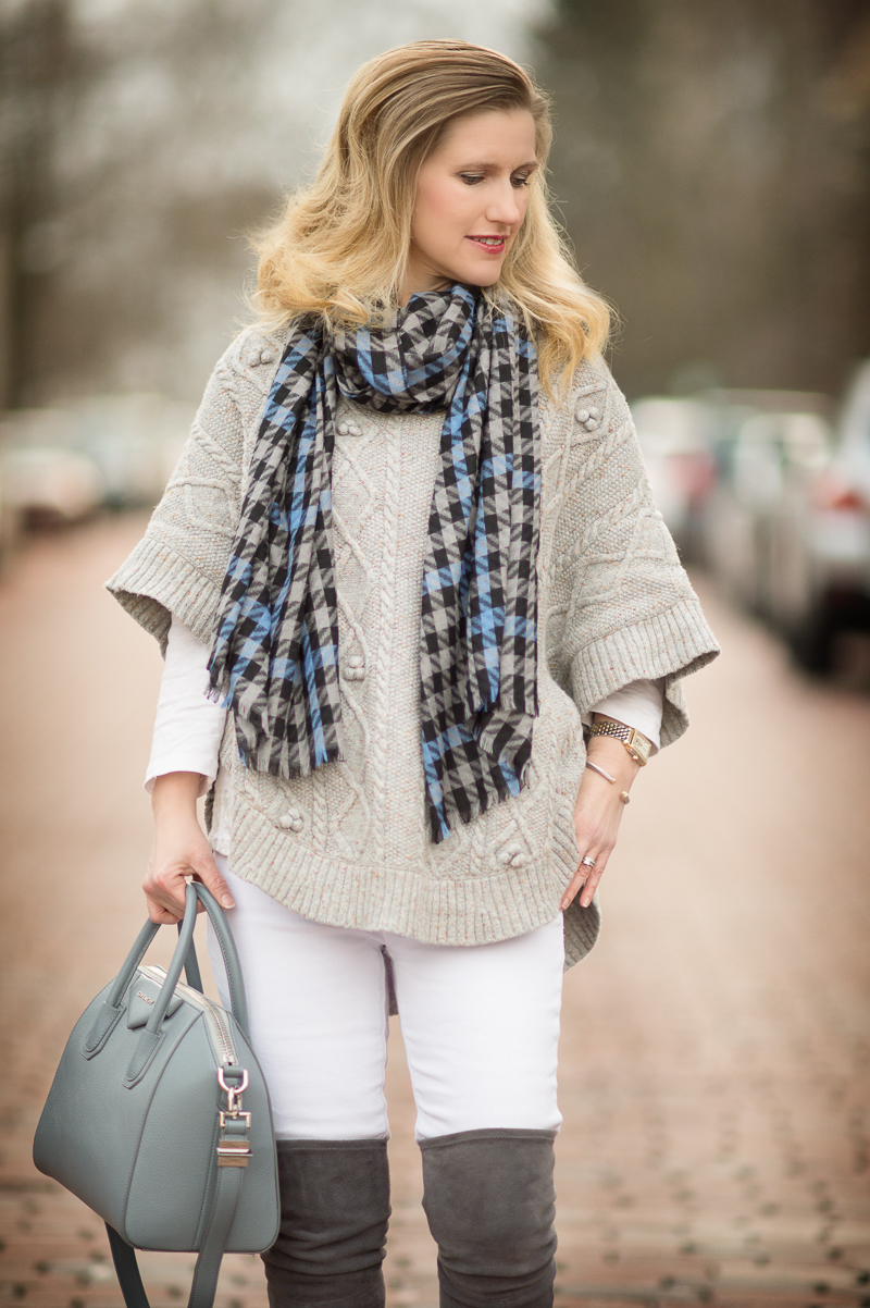 Petite Fashion and Style Blog | Talbots Aran-Stitched Cowlneck Poncho