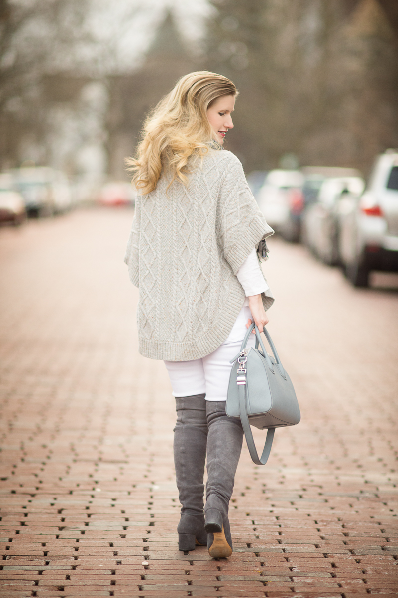 Petite Fashion and Style Blog | Talbots Aran-Stitched Cowlneck Poncho