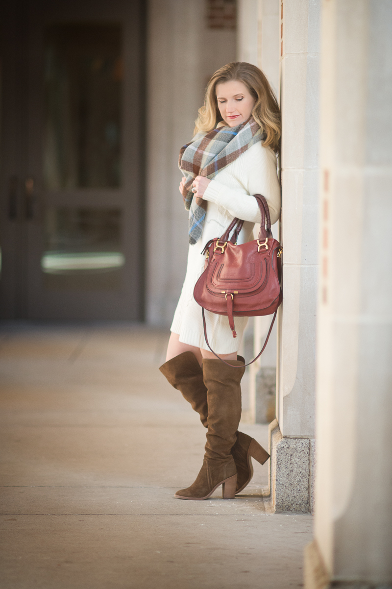 Petite Fashion and Style Blog | Chloe Marcie Medium Satchel | Vince Camuto Melaya Over the Knee Boots | Click to Read More...