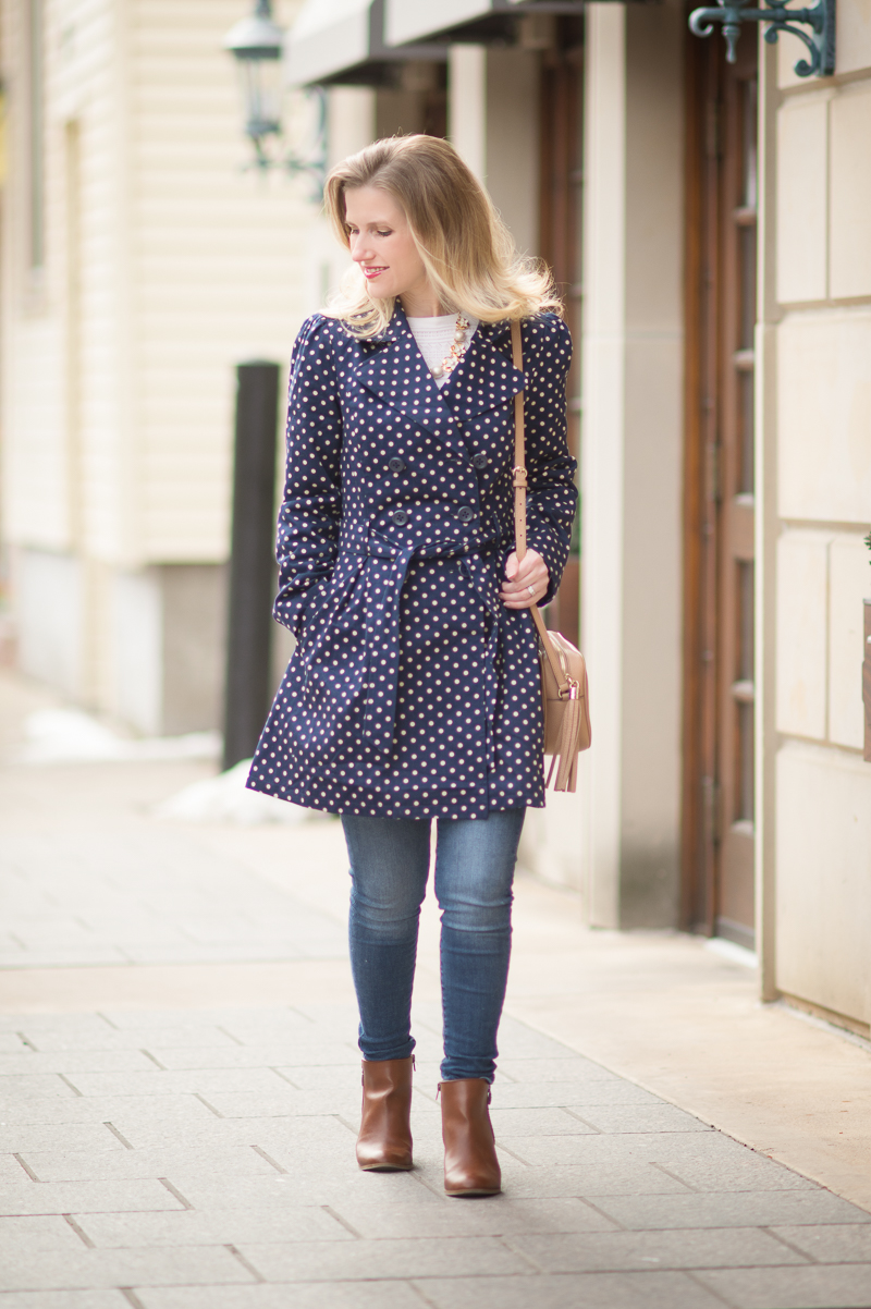 Petite Fashion and Style Blog | Modcloth Capital Class Trench in Dots | Click to Read More...