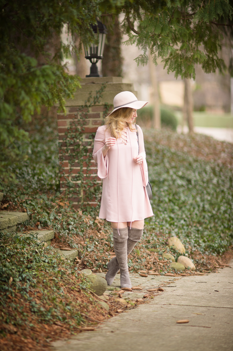 Petite Fashion and Style Blog | Soprano Lace-Up Shift Dress | Celine Small Trotteur Shoulder Bag | Click to Read More...