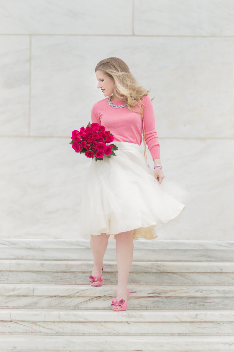 Petite Fashion and Style Blog | Tutu Moi Full Belle Skirt |YSL Wallet on Chain | Valentino Bow Pumps | Click to Read More...