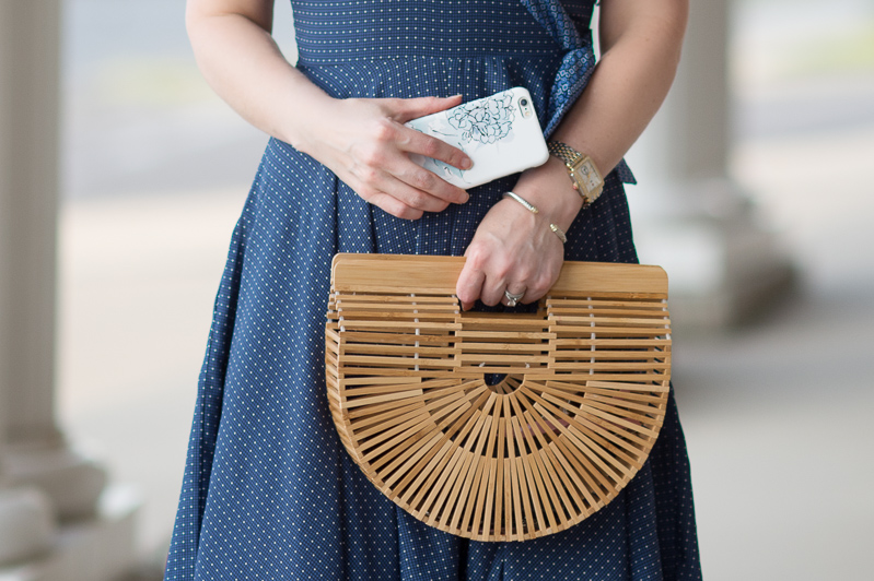 Petite Fashion and Style Blog | CaseApp Custom Phone Case | Banana Republic Print Strappy Handkerchief-Hem Dress | Cult Gaia Gaia's Ark Bag | Click to Read More...