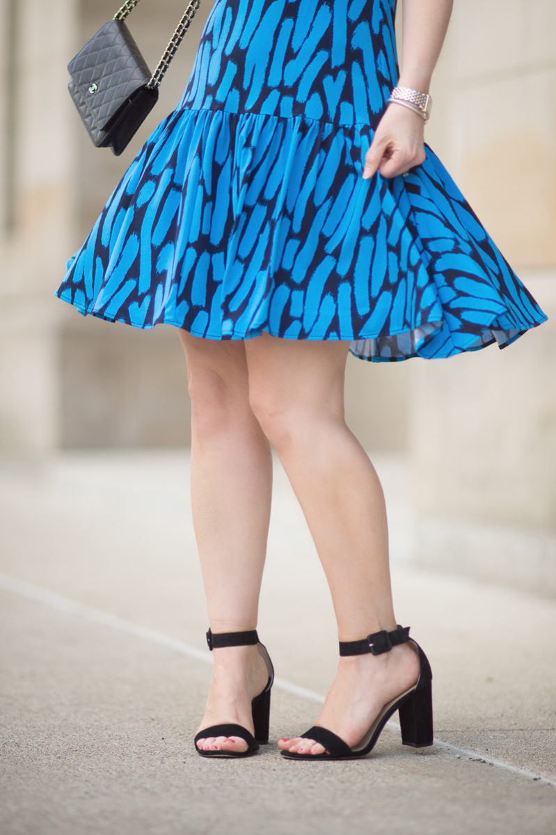 Petite Fashion and Style Blog | Leota Savvy Sleeveless Ruffle Dress in Azure Brushstroke | Click to Read More..