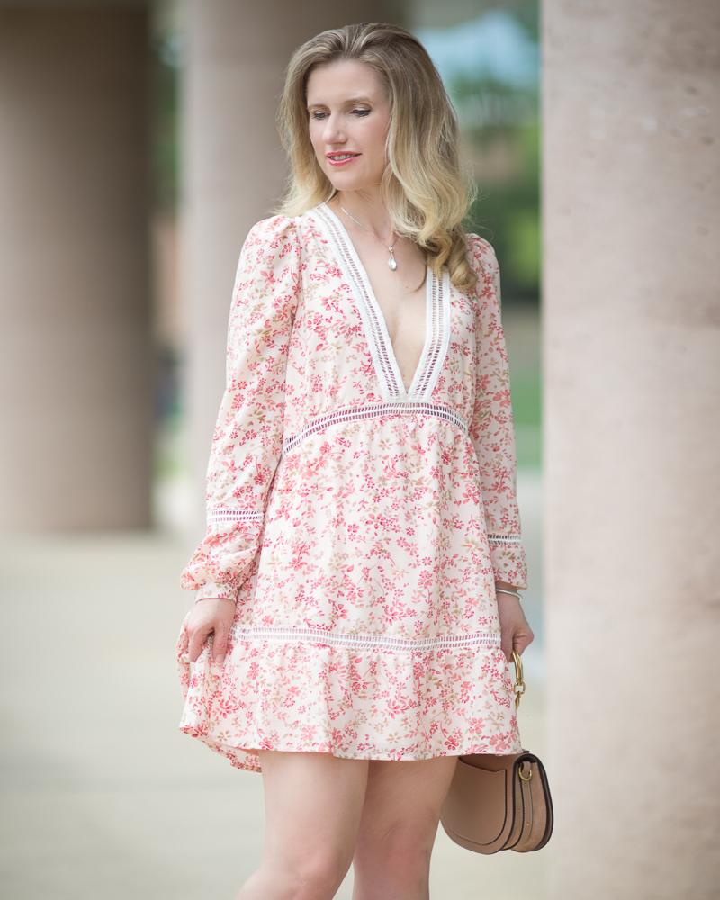 Petite Fashion and Style Blog | For Love and Lemons Sweet Disposition Swing Dress | Chloe Nile Bag | Steve Madden Gerard Heels