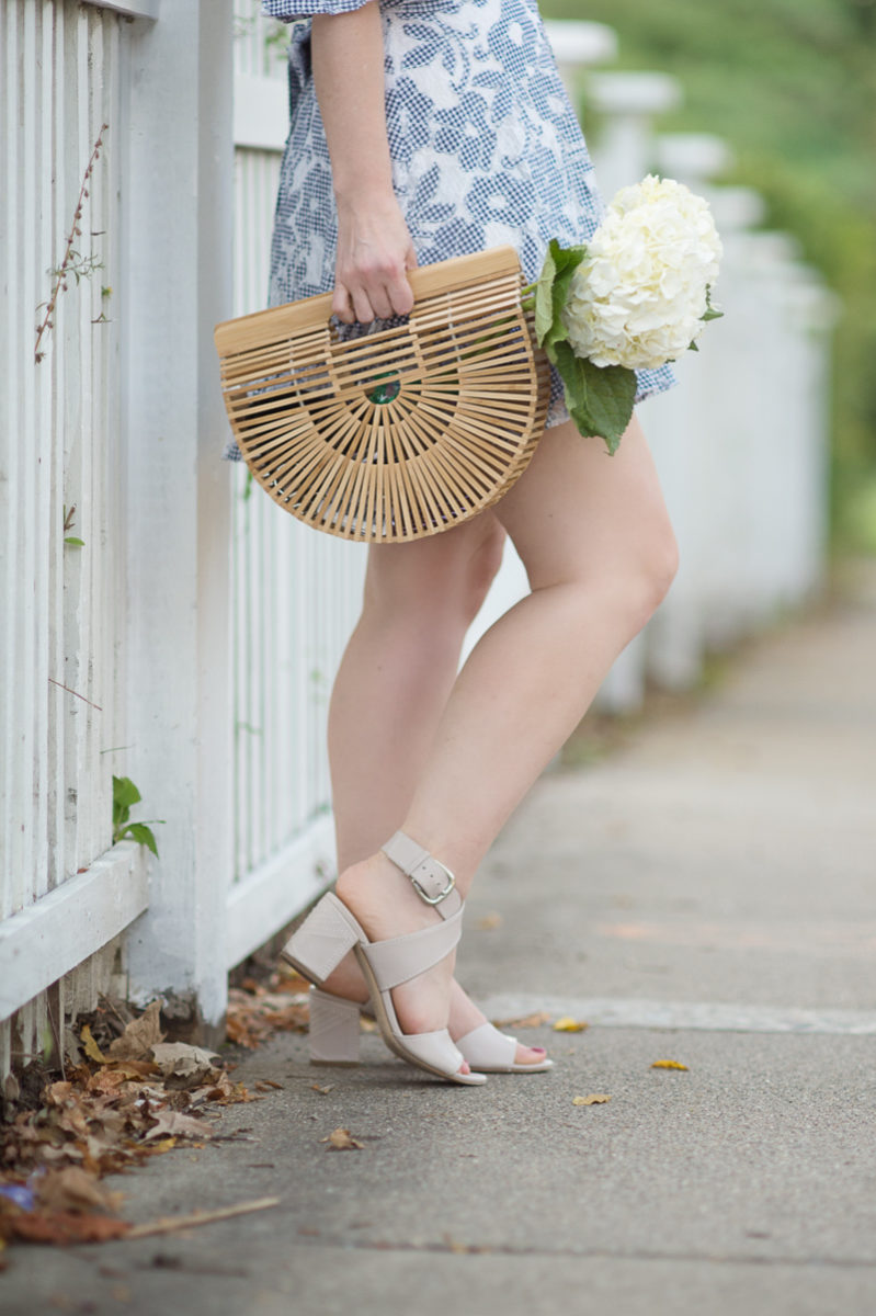 Petite Fashion and Style Blog | J.O.A Floral Lace off the Shoulder Dress | Cult Gaia Gaia's Ark Bag | Janessa Leone hat | Click to Read More...