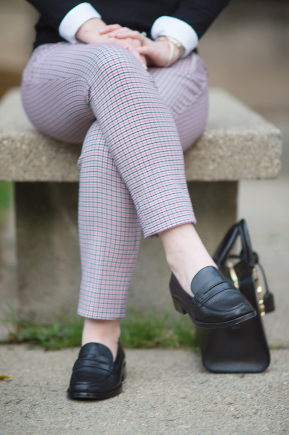 Petite Fashion and Style Blog | Banana Republic Sloan Fit Plaid Pant | J. Crew Tippi Sweater | Madewell Elinor Loafer | Click to Read More...
