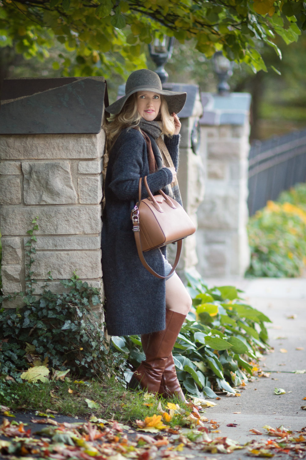 Petite Fashion and Style Blog Acne Studios Raya Mohair Sweater Leith Ruched Long Sleeve Dress Givenchy Antigona Bag BP Geo Colorblock Scarf | Click to Read More... - Layered Fall Outfit by popular Michigan petite fashion blogger The Blue Hydrangeas