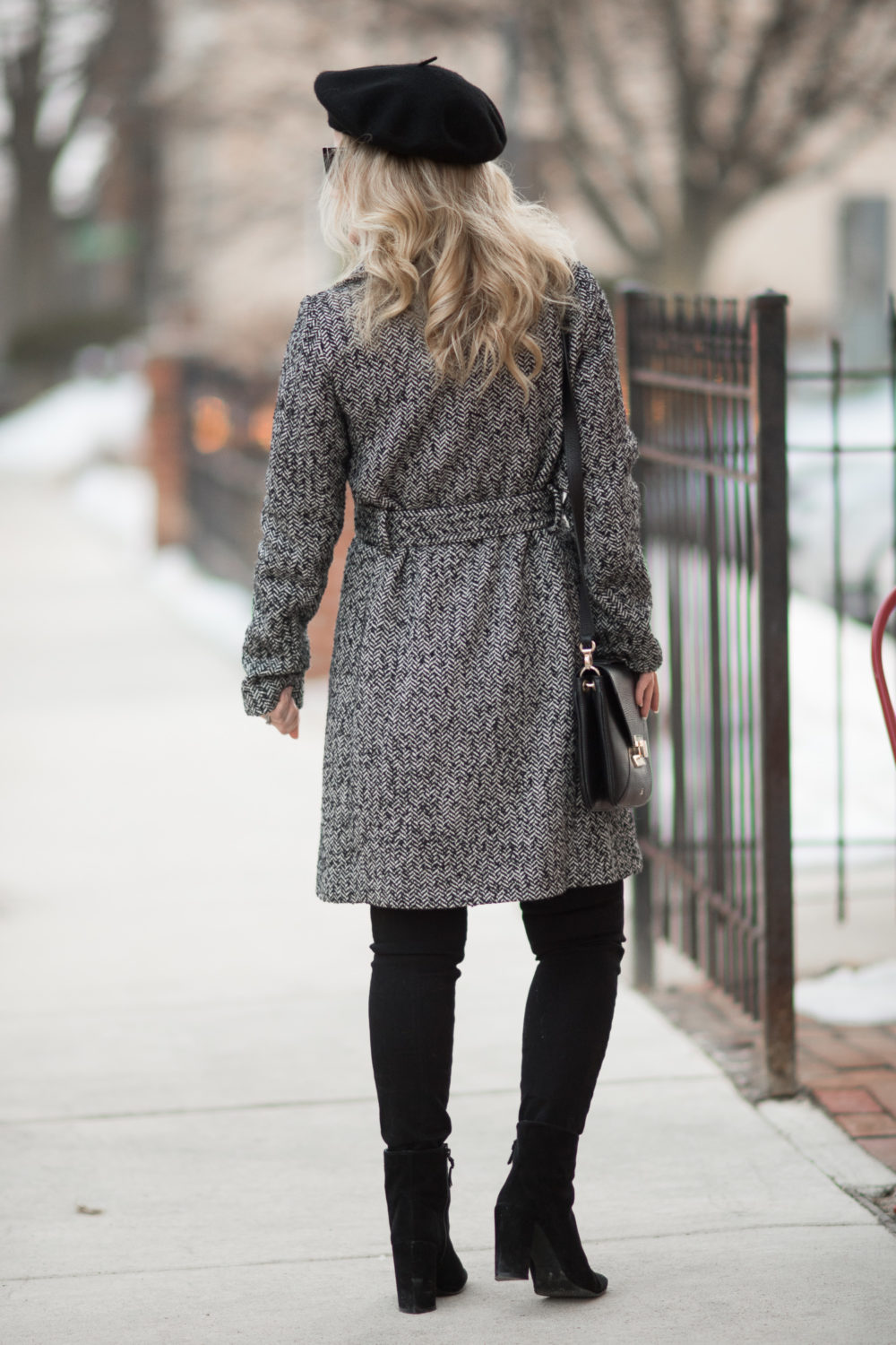 Petite Fashion and Style Blog | Fashion for Petite Women | Ann Taylor Herringbone Wrap Coat | Ferragamo Gancini Reversible Saffiano Leather Belt | Christian Louboutin Velvet Matte Lip Color