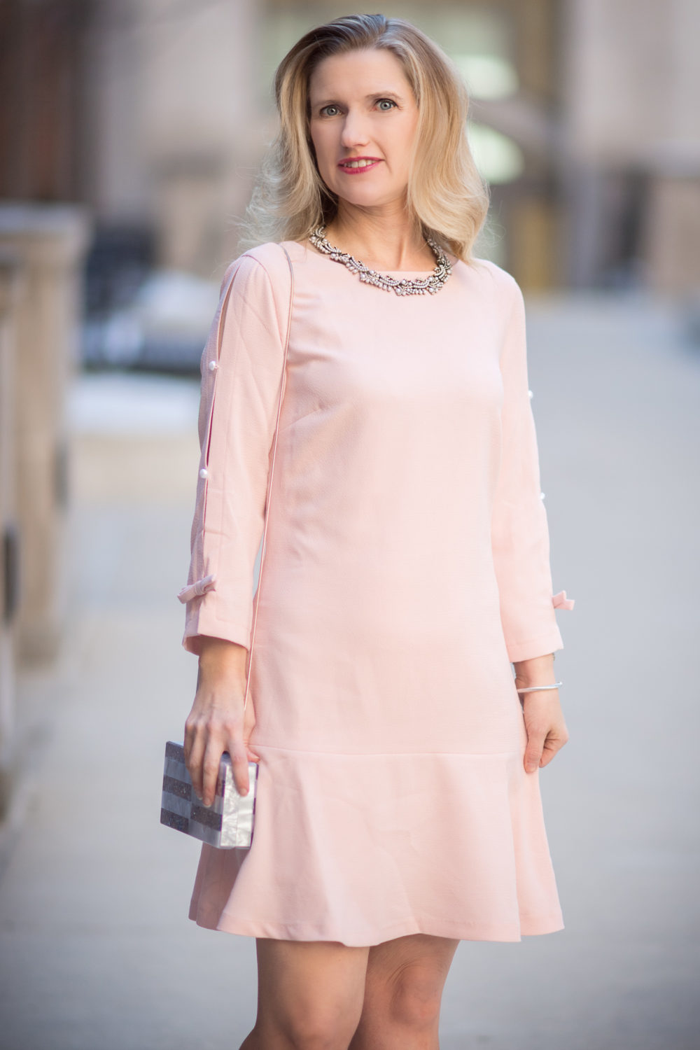 Petite Fashion and Style Blog | Chadwicks of Boston Spring Arrivals | Split Sleeve Crepe A-Line Dress