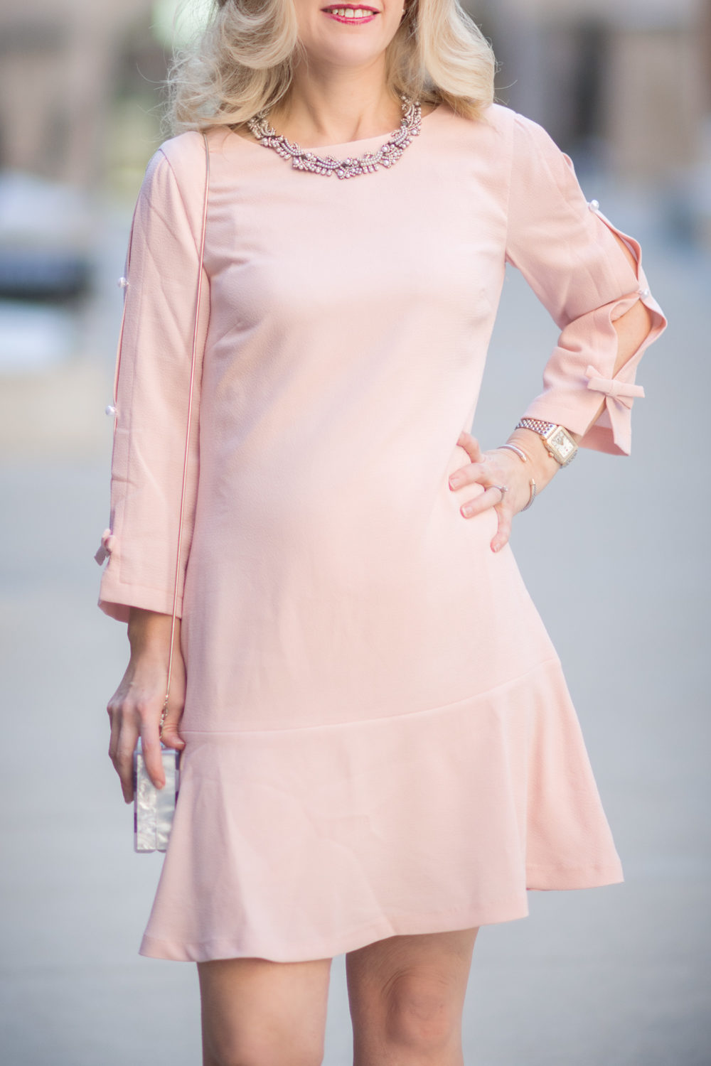 Petite Fashion and Style Blog | Chadwicks of Boston Spring Arrivals | Split Sleeve Crepe A-Line Dress