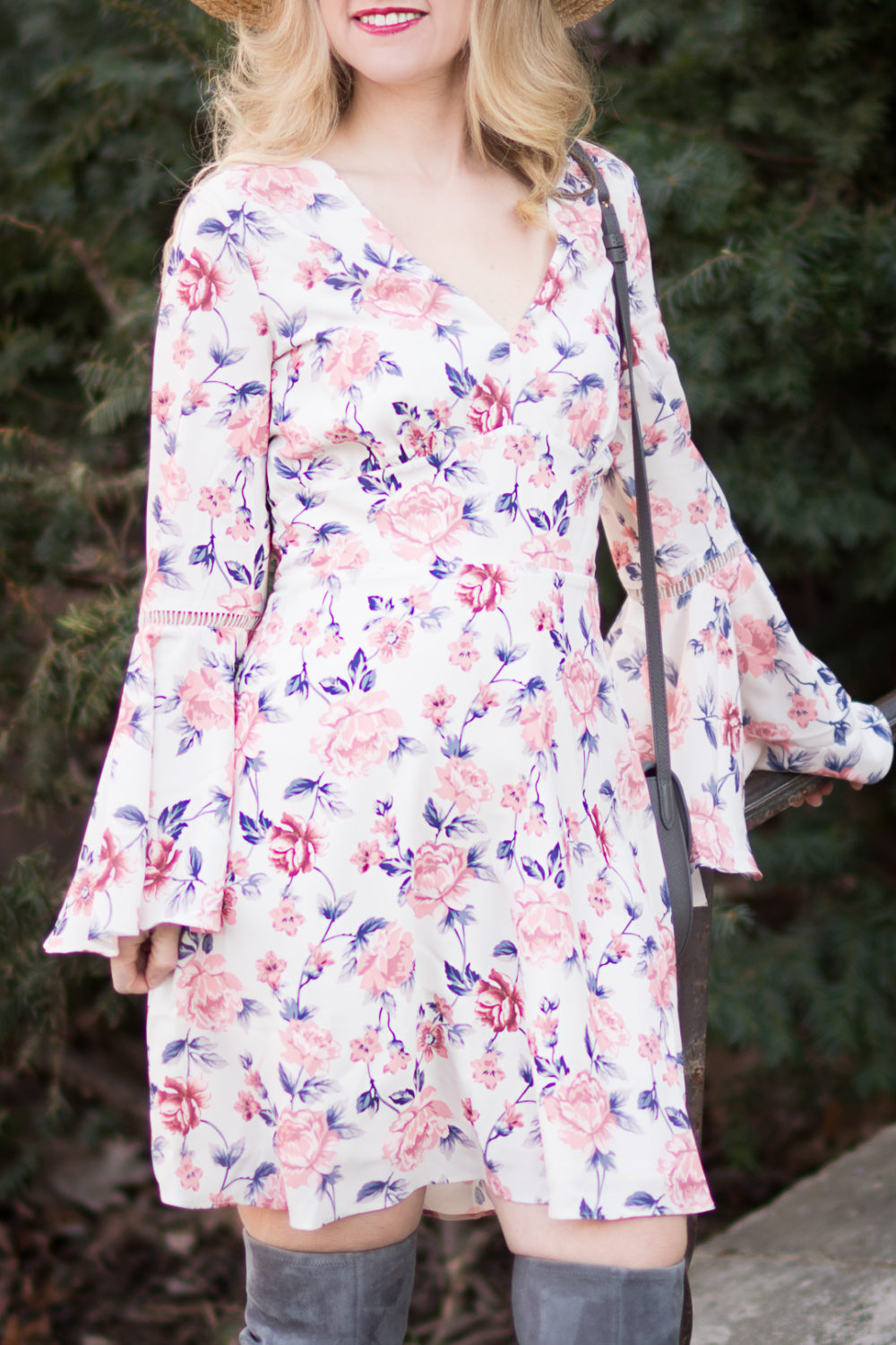 Petite Fashion and Style Blog | Ella Moon Bell Summer Dress | Lack of Color Boater Hat | Tory Burch Laila Boots