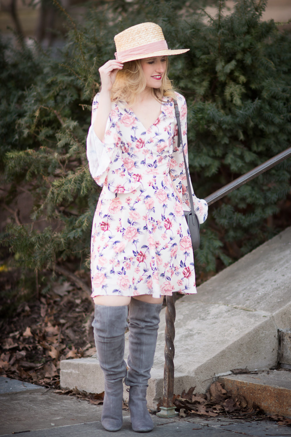 Petite Fashion and Style Blog | Ella Moon Bell Summer Dress | Lack of Color Boater Hat | Tory Burch Laila Boots