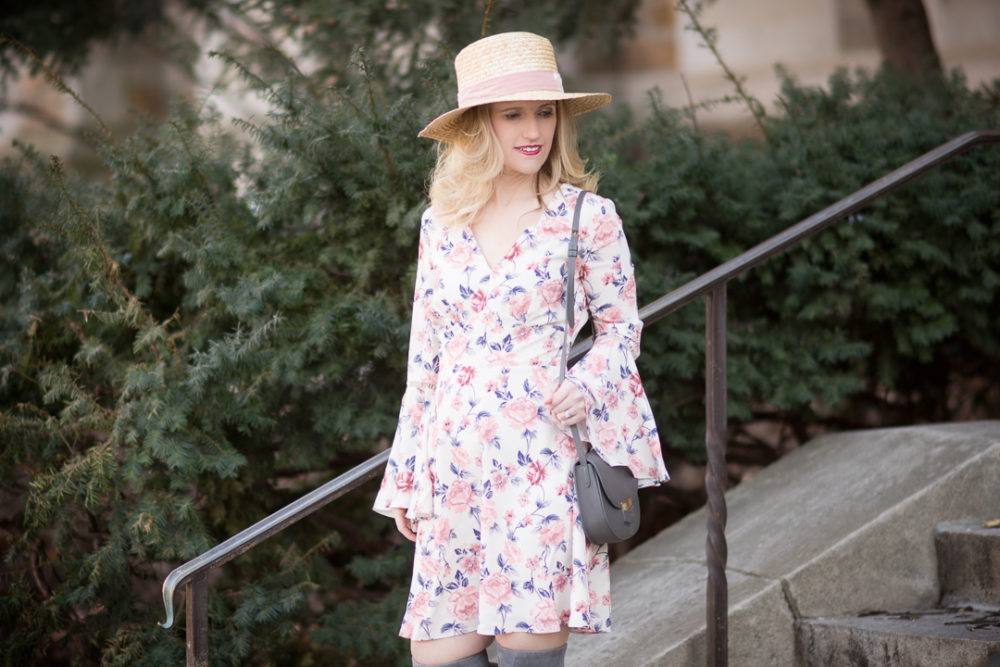 Petite Fashion and Style Blog | Ella Moon Bell Summer Dress | Lack of Color Boater Hat | Tory Burch Laila Boots
