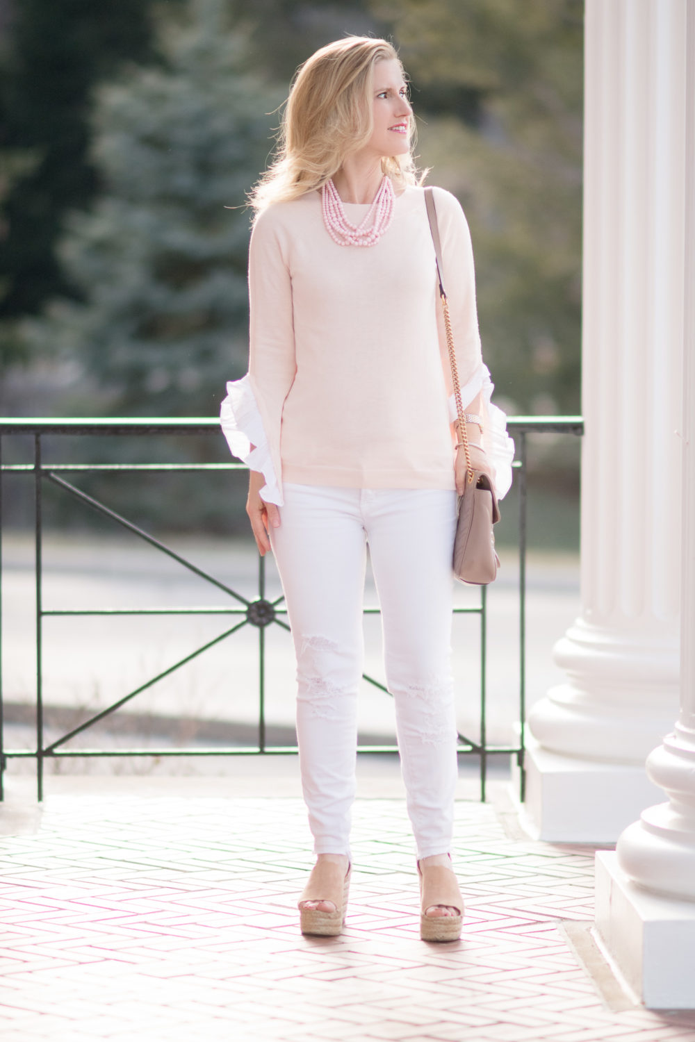 Michigan Petite Fashion and Lifestyle Blog | Chelsea28 Ruffle Sleeve Sweater | J. Brand Cropped Skinny Jeans | Aveda Invati System