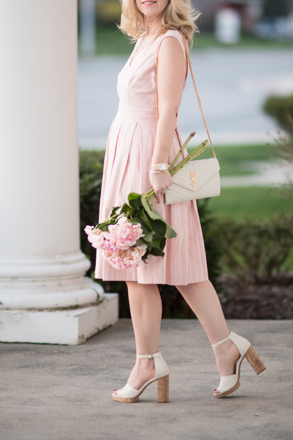 Michigan Petite Fashion and Lifestyle Blog | Gal Meets Glam Samantha Slub Stripe Fit & Flare Dress | Gal Meets Glam Collection Review...