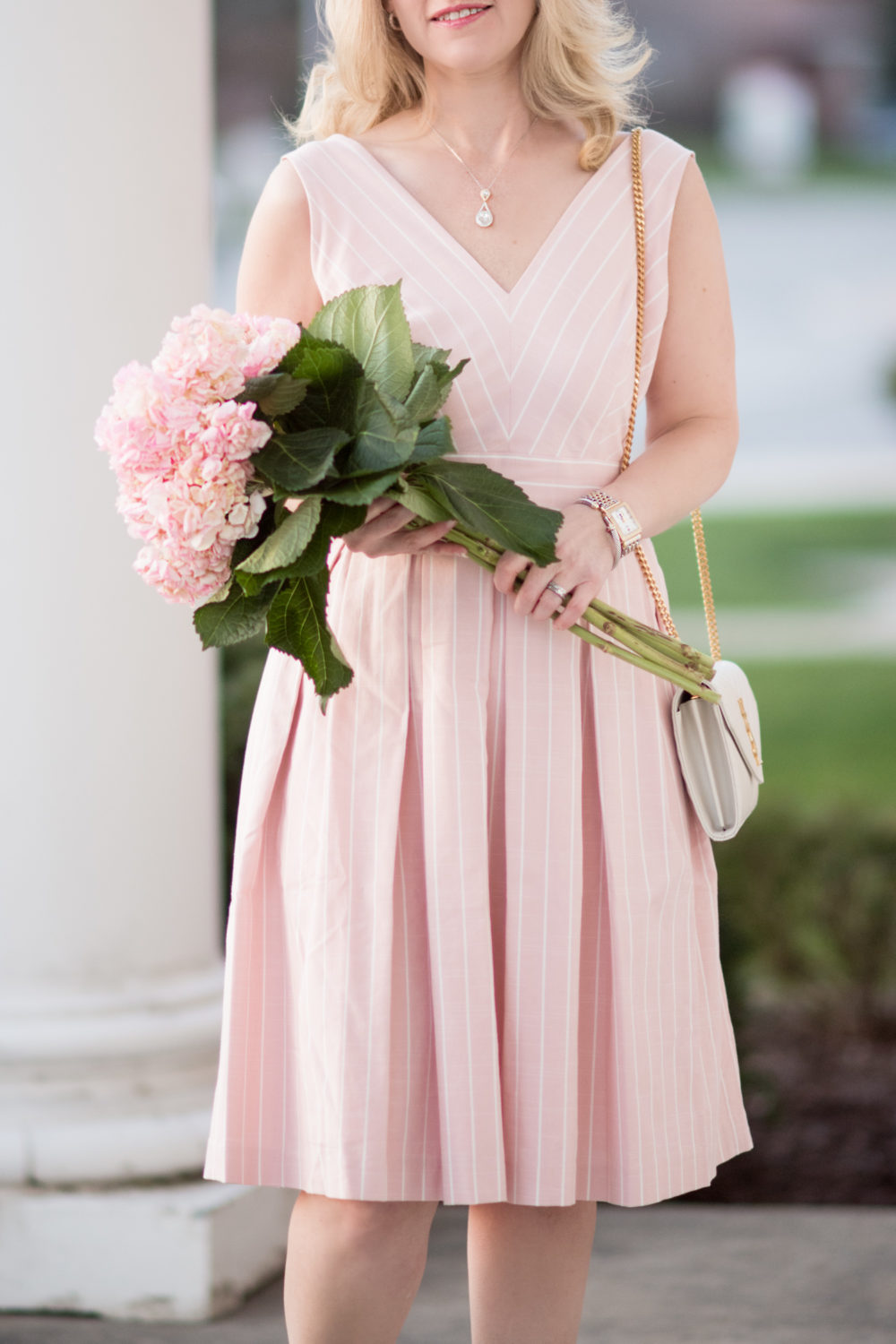 Michigan Petite Fashion and Lifestyle Blog | Gal Meets Glam Samantha Slub Stripe Fit & Flare Dress | Gal Meets Glam Collection Review...