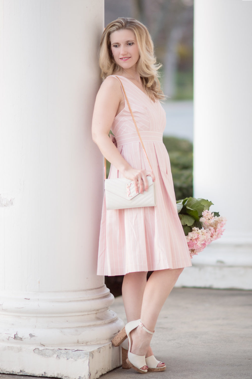 Michigan Petite Fashion and Lifestyle Blog | Gal Meets Glam Samantha Slub Stripe Fit & Flare Dress | Gal Meets Glam Collection Review...