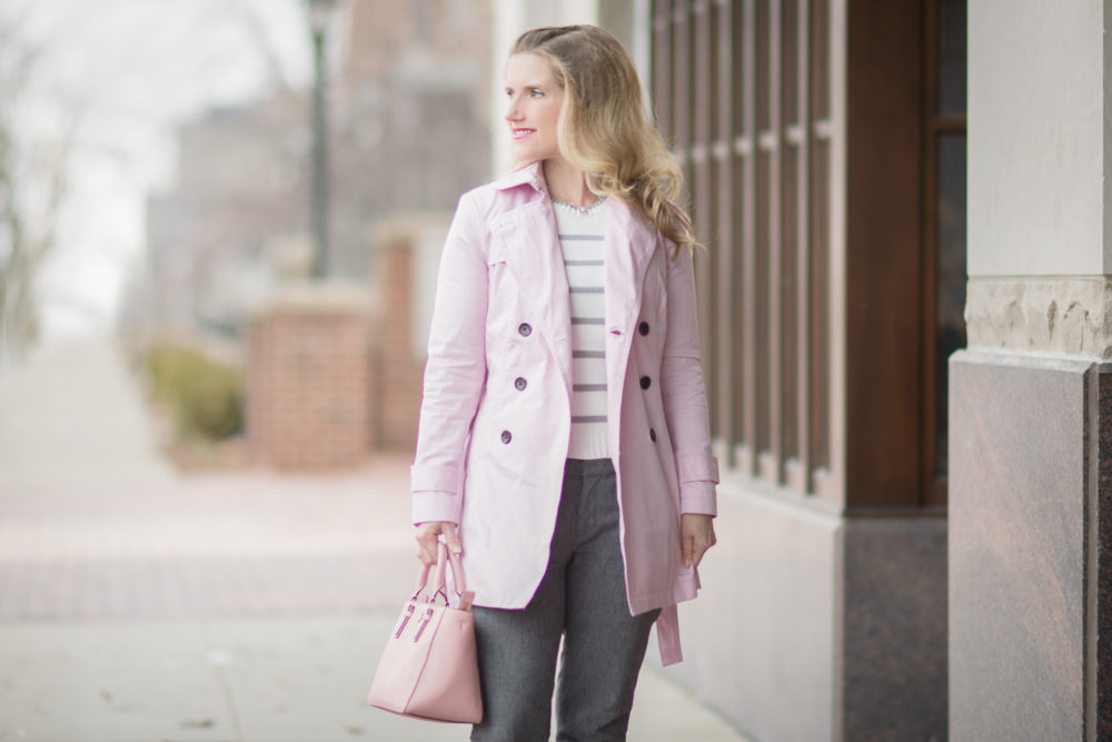 Petite Fashion and Style Blog | Banana Republic Trench | Banana Republic Sloan Pants | Cupcakes and Cashmere Bryant Sweater | Tory Burch Robinson Tote