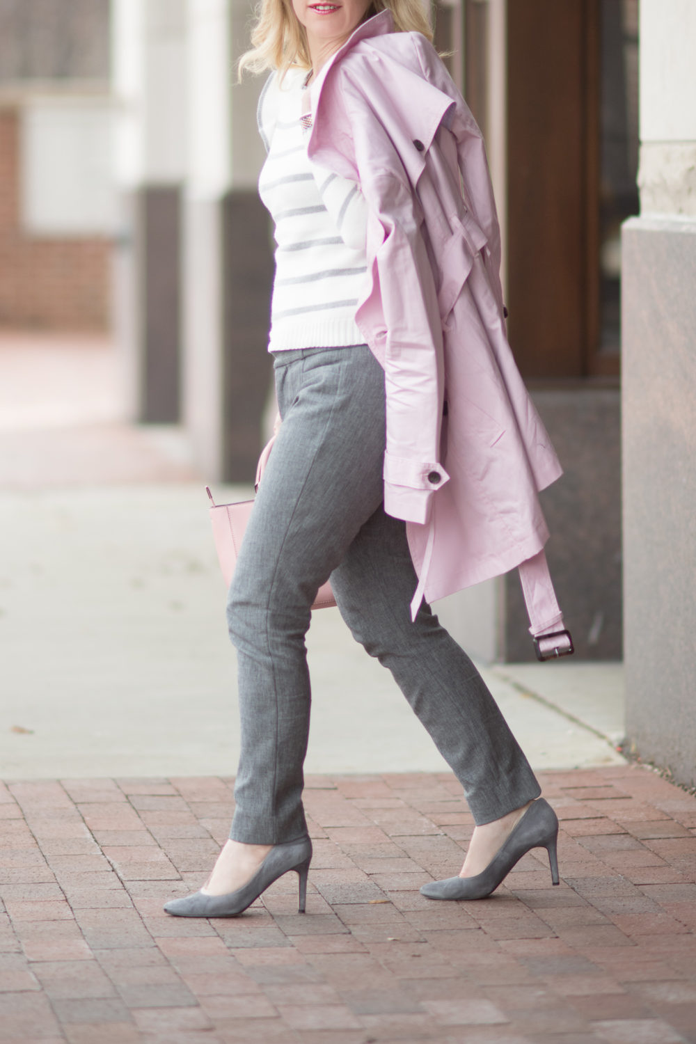 Petite Fashion and Style Blog | Banana Republic Trench | Banana Republic Sloan Pants | Cupcakes and Cashmere Bryant Sweater | Tory Burch Robinson Tote