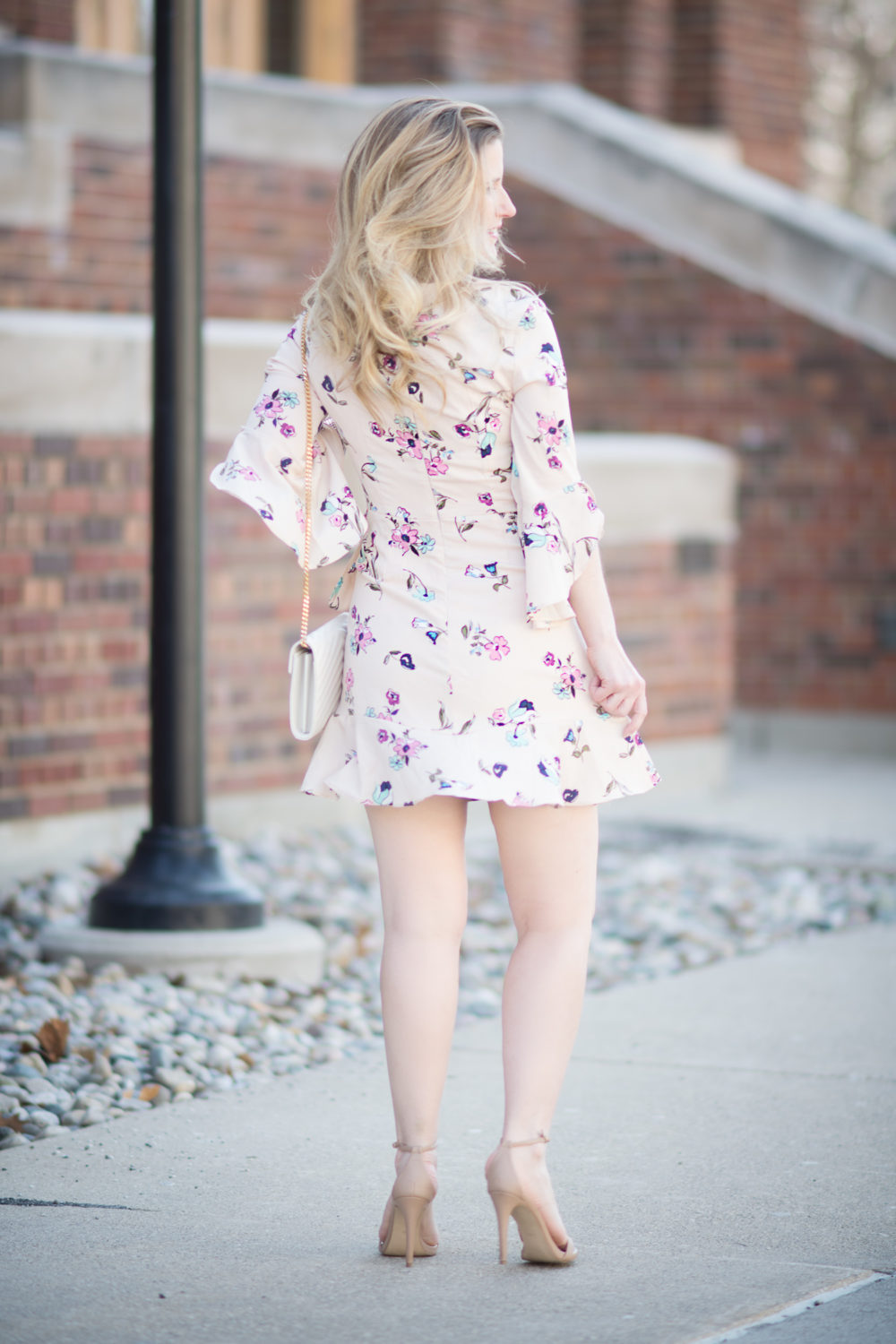 Petite Fashion and Style Blog | JOA Long Sleeve Floral Faux Wrap Dress