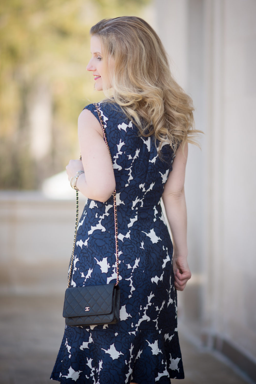 Petite Fashion and Style Blog | Lark & Ro Women's Jacquard Dress With Flounced Hem | Floral Dresses for Spring