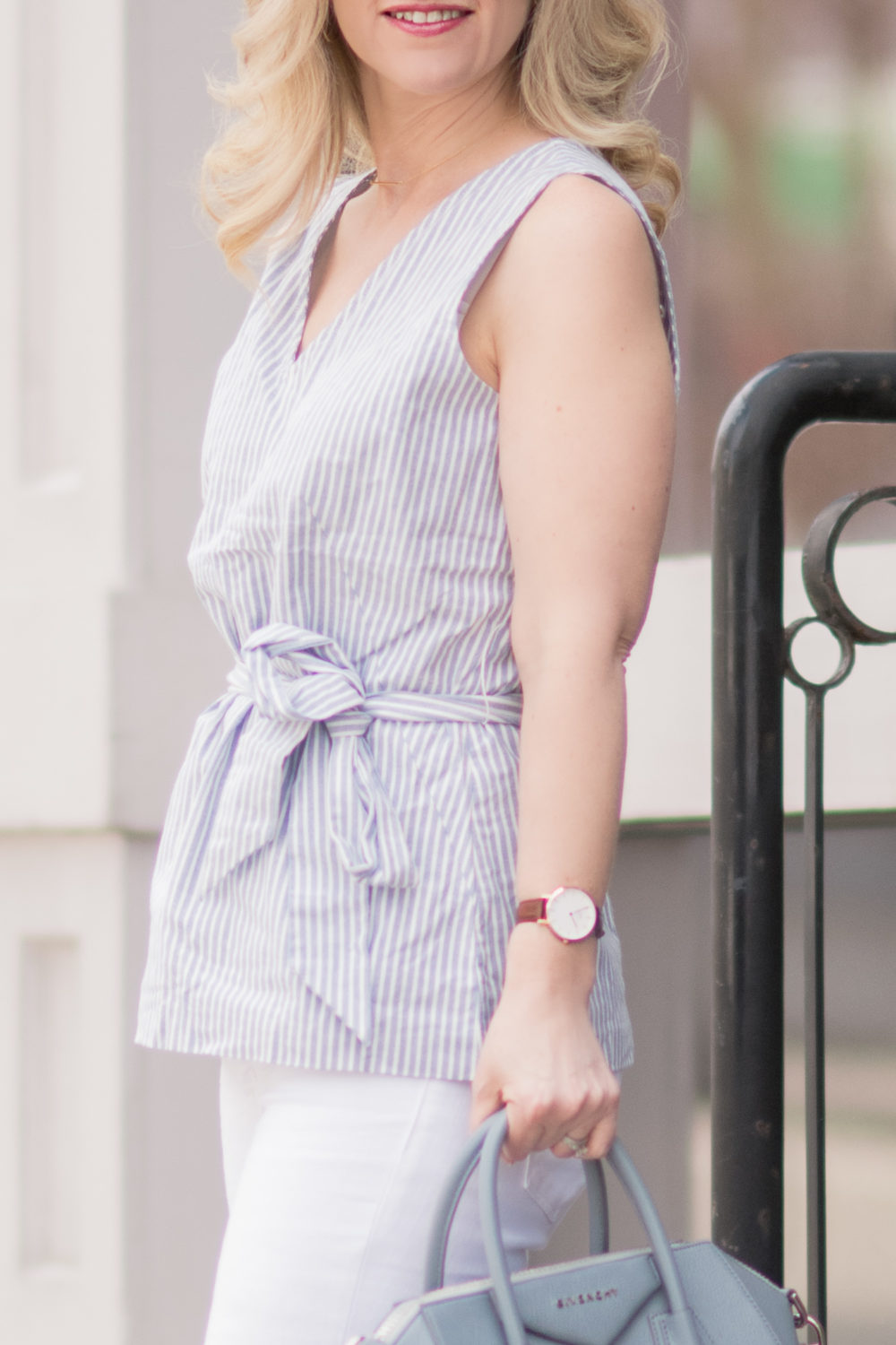 Michigan Petite Fashion and Lifestyle Blog | Lark & Ro Belted V-Neck Top