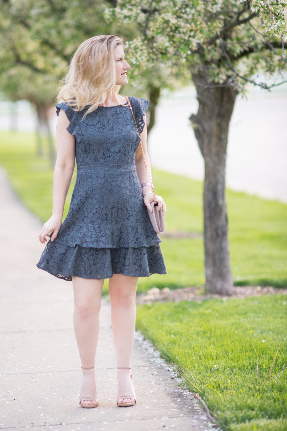 Michigan Petite Fashion and Lifestyle Blog | Loft Lace Flutter Dress | Loft Sale