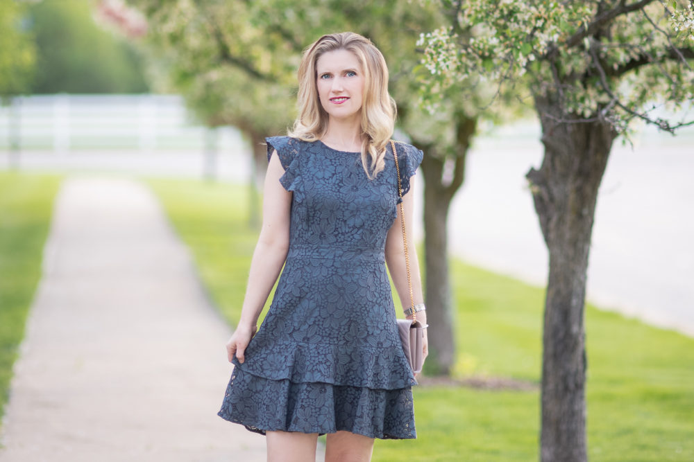 Michigan Petite Fashion and Lifestyle Blog | Loft Lace Flutter Dress | Loft Sale