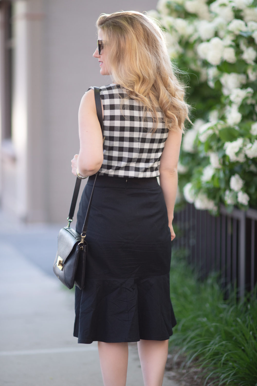 Michigan Petite Fashion and Lifestyle Blog | Ann Taylor Gingham Ruffle Shell | Ann Taylor Tie Waist Flounce Skirt | Summer Workwear | Ann Taylor Sale