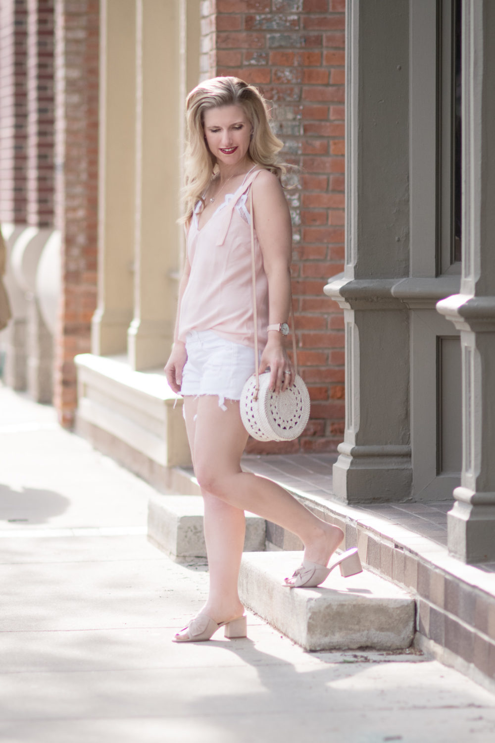 Michigan Petite Fashion and Lifestyle Blog | Free People Intimately FP Adella Longline Bralette | Trouvé Strappy Tank | Express Stretch Denim Shorts