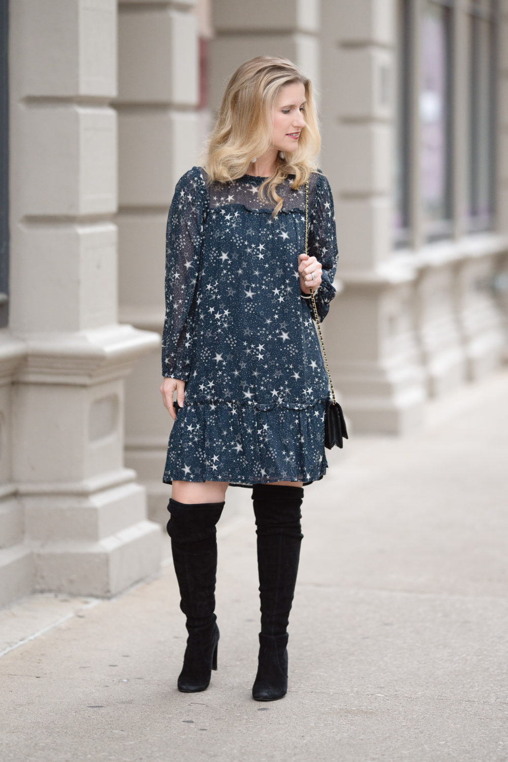Petite Fashion and Style Blog | Velvet by Graham and Spencer Taya Star Printed Dress | New York Fashion Week Inspiration