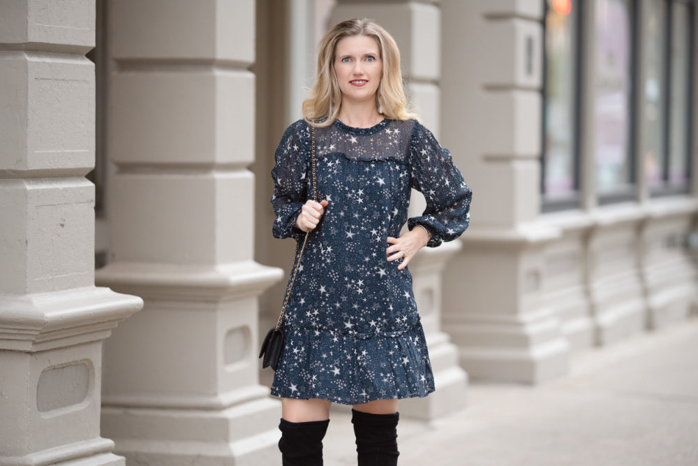 Petite Fashion and Style Blog | Velvet by Graham and Spencer Taya Star Printed Dress | New York Fashion Week Inspiration