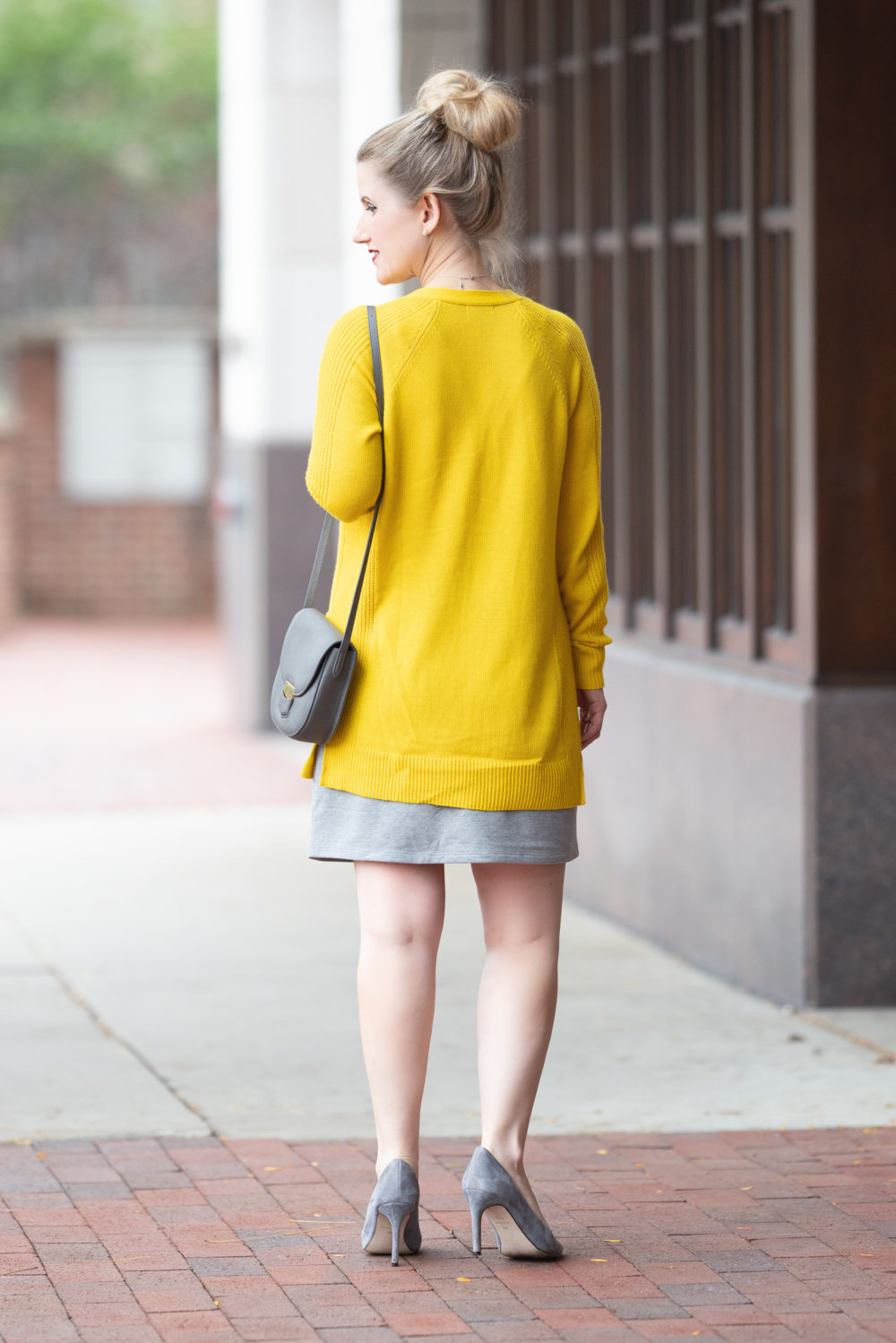 Petite Fashion and Style Blog | Halogen Mixed Stitch Cardigan | Loft Tie Front Skirt | How to Wear Yellow