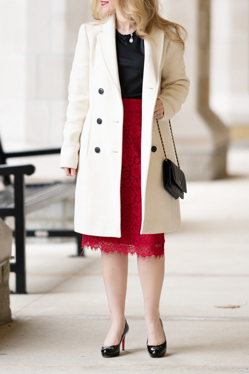 Petite Fashion and Style Blog | J. Crew Pintucked Pencil Skirt in Lace