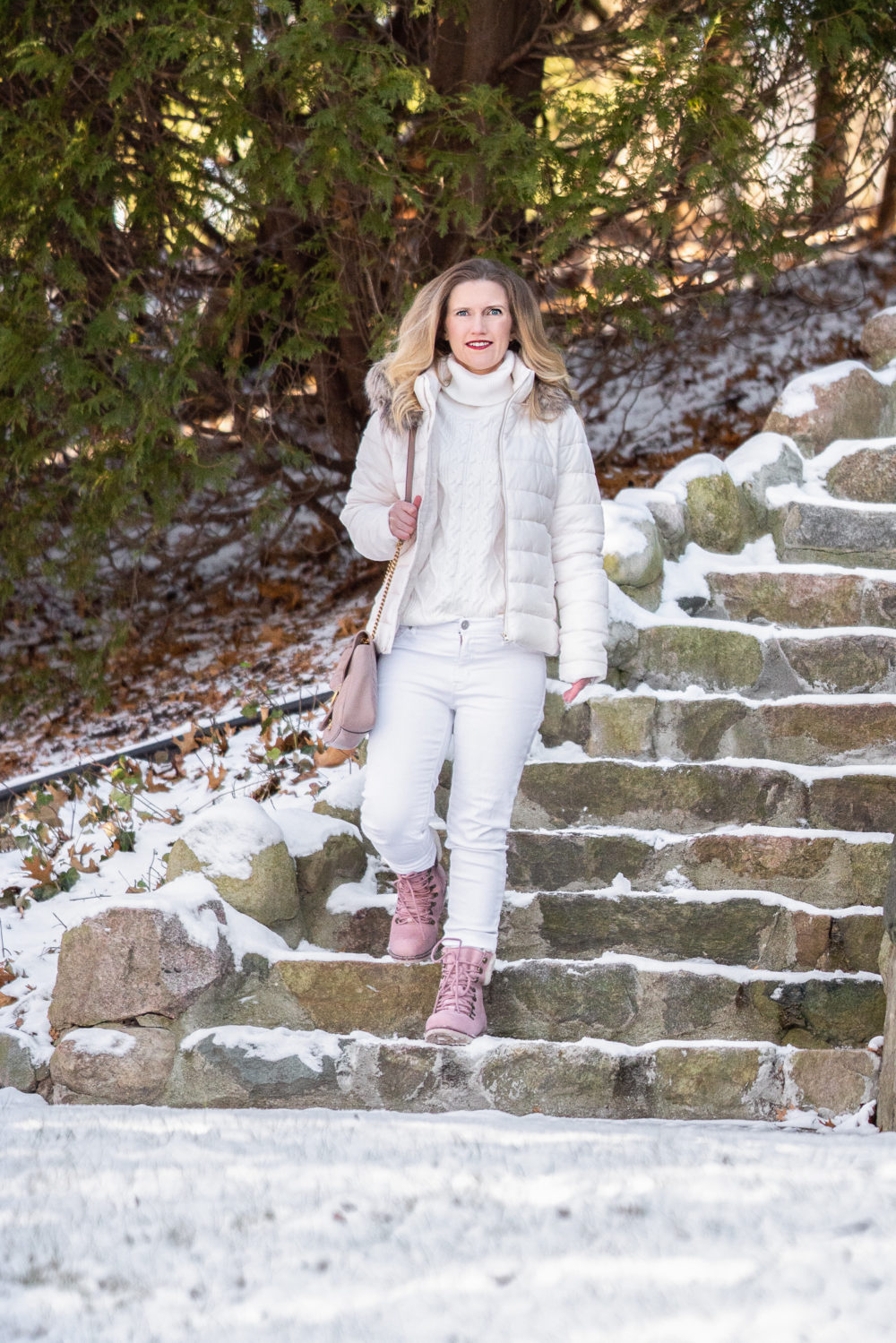 Petite Fashion and Style Blog | Loft Faux Fur Trim Hooded Puffer Coat | Women's Royal Canadian Lethbridge Waterproof Snow Boot