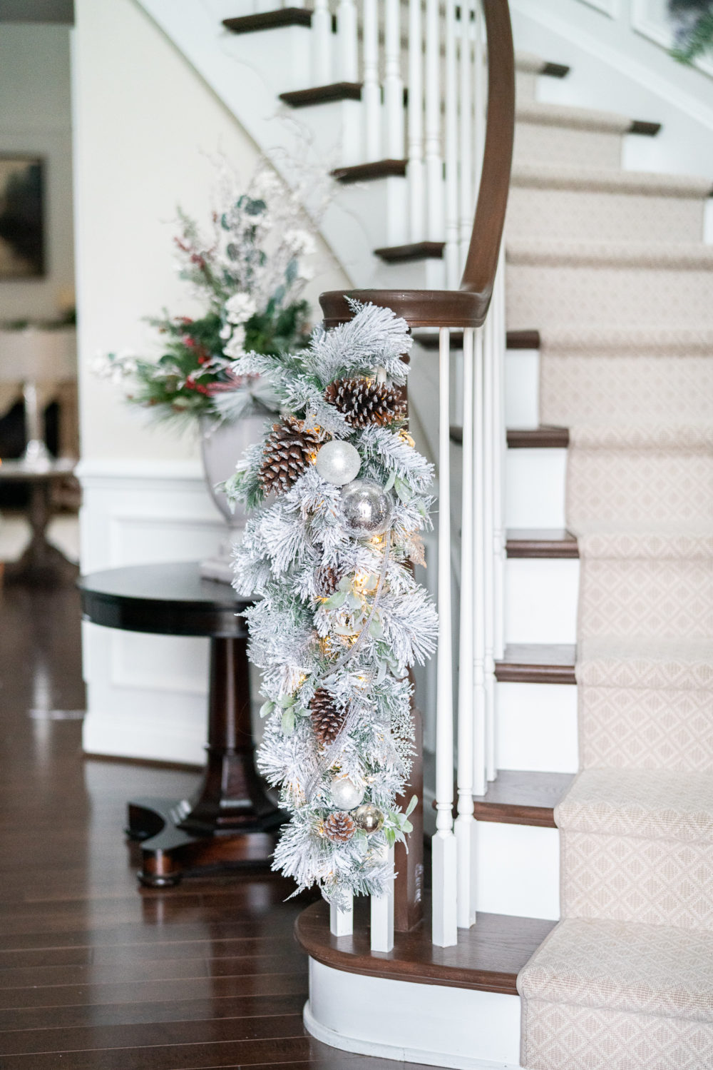 Petite Fashion Blog | Our Home for the Holidays | Christmas Decor | Flocked Christmas Tree | 
